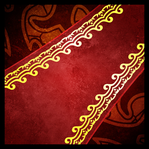 Icon for the Red Carpet ability, depicting a lush red carpet with fanciful gold trim.