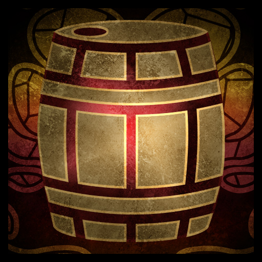 A red-tinged wooden barrel, perhaps a little ominous?